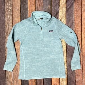 Patagonia Better Sweater Fleece Heathered Lite Blue 1/4 Zip Up Kids Youth Coat
